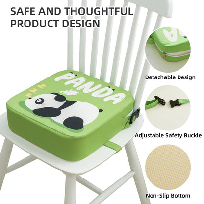 Toddler Booster Seat for Dining Table, Portable Kids Booster Seat with Safety Buckles Portable Increasing Booster Cushion with Non-Slip Bottom (Blue Dinosaur)