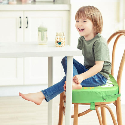 Toddler Booster Seat for Dining Table, Portable Kids Booster Seat with Safety Buckles Portable Increasing Booster Cushion with Non-Slip Bottom (Blue Dinosaur)