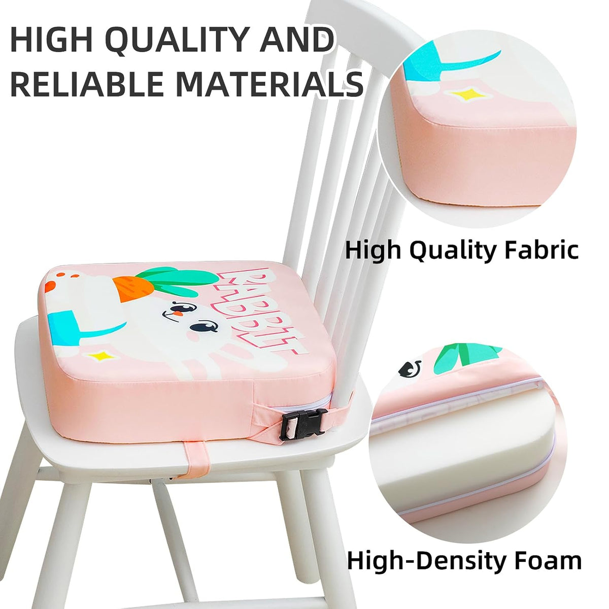 Toddler Booster Seat for Dining Table, Portable Kids Booster Seat with Safety Buckles Portable Increasing Booster Cushion with Non-Slip Bottom (Blue Dinosaur)
