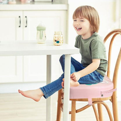 Toddler Booster Seat for Dining Table, Portable Kids Booster Seat with Safety Buckles Portable Increasing Booster Cushion with Non-Slip Bottom (Blue Dinosaur)