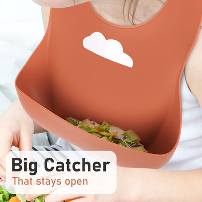 Silicone Baby Bibs for Babies & Toddlers | Adjustable Silicone Bibs Set of 2