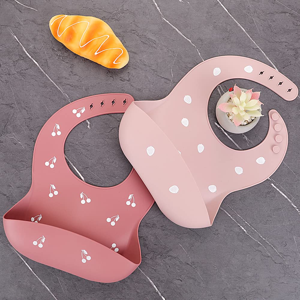Silicone Baby Bibs for Babies & Toddlers | Adjustable Silicone Bibs Set of 2