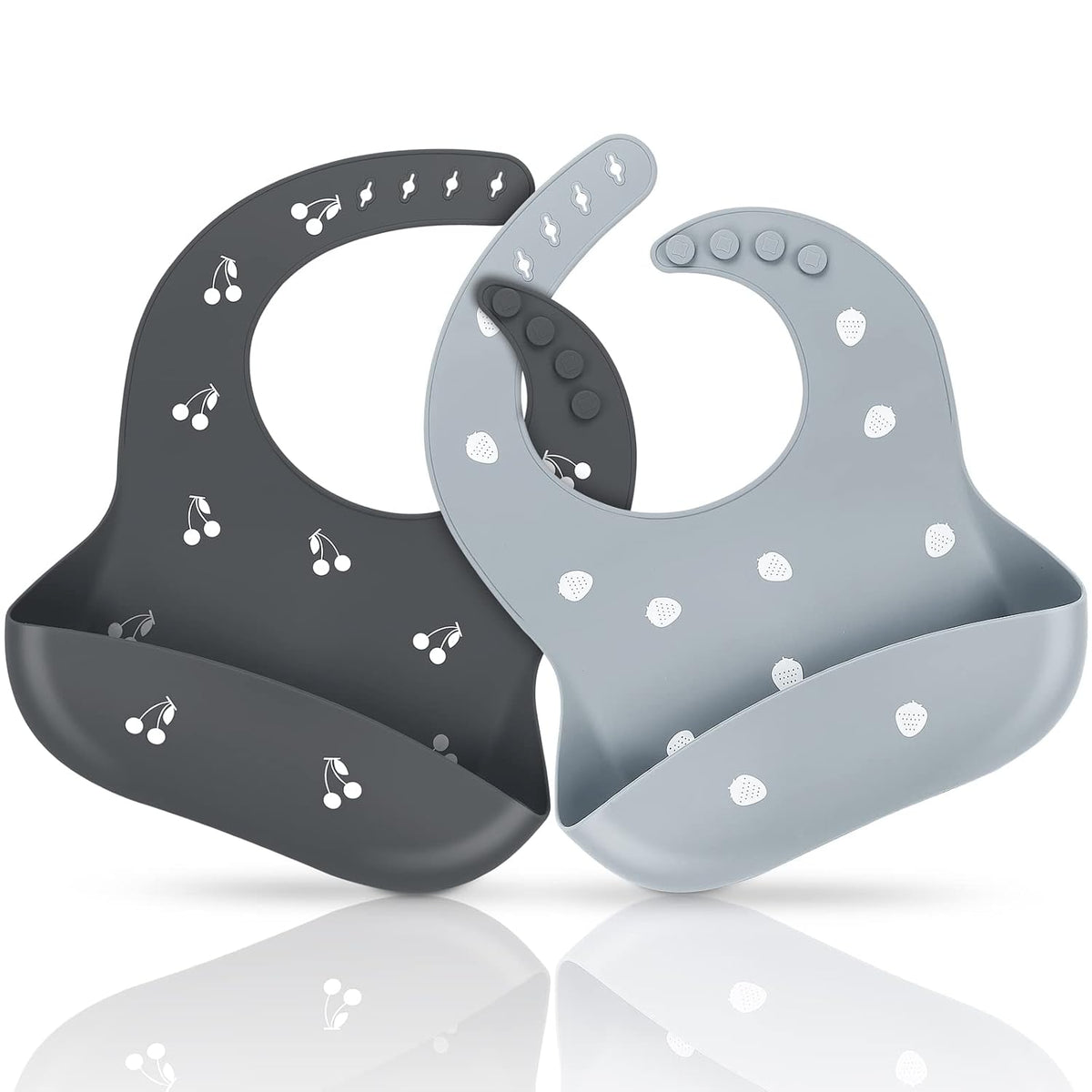 Silicone Baby Bibs for Babies & Toddlers | Adjustable Silicone Bibs Set of 2