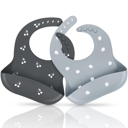 Silicone Baby Bibs for Babies & Toddlers | Adjustable Silicone Bibs Set of 2