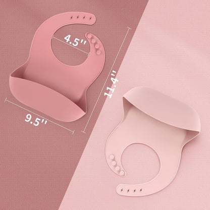 Silicone Baby Bibs for Babies & Toddlers | Adjustable Silicone Bibs Set of 2
