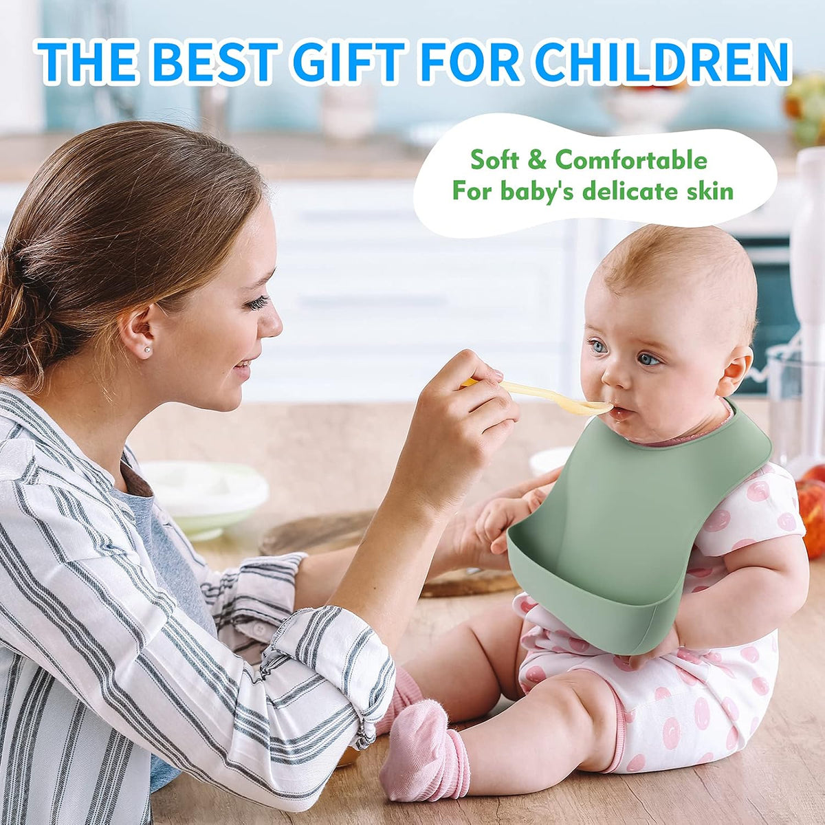 Silicone Baby Bibs for Babies & Toddlers | Adjustable Silicone Bibs Set of 2