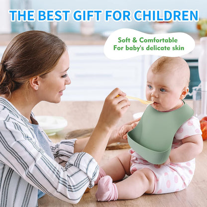 Silicone Baby Bibs for Babies & Toddlers | Adjustable Silicone Bibs Set of 2