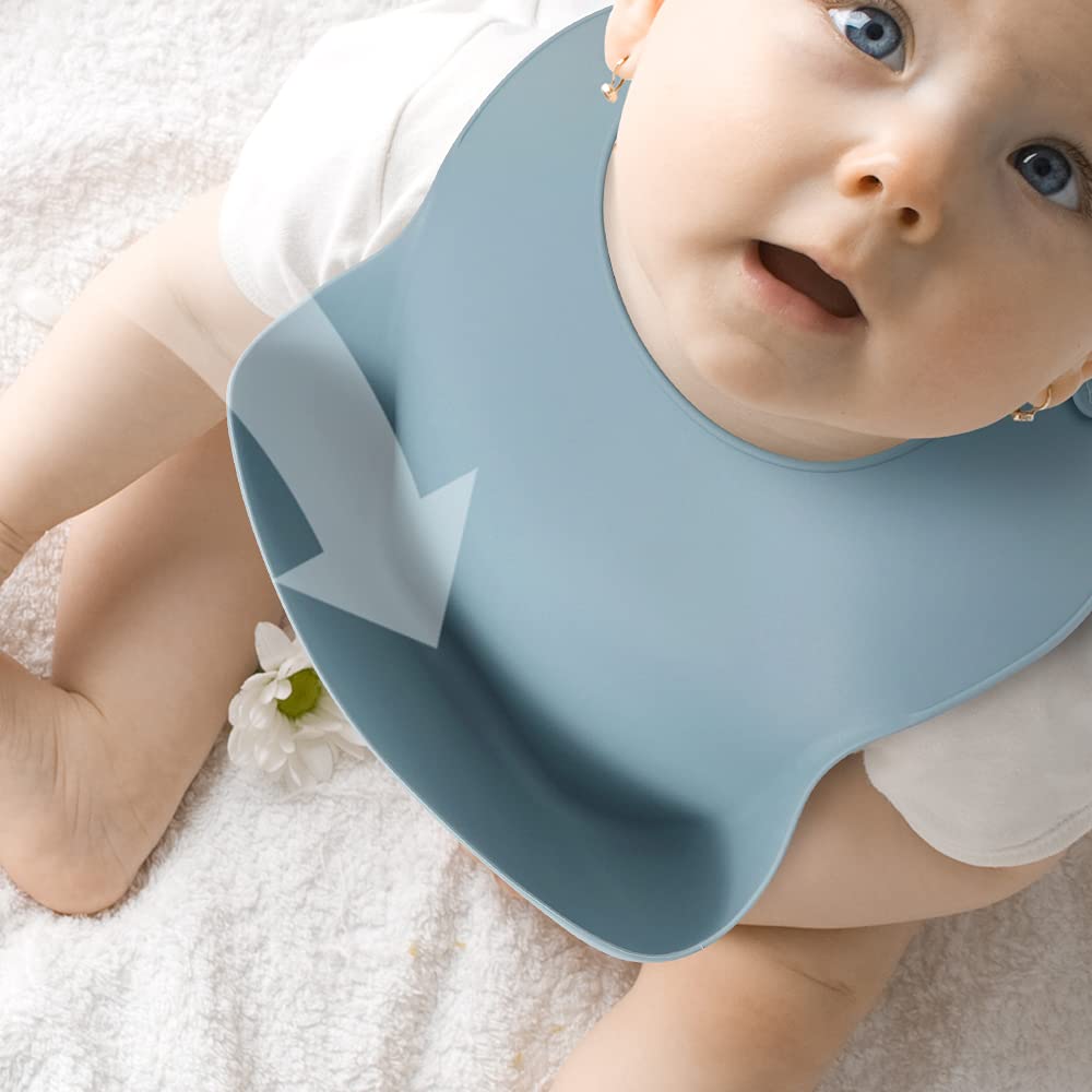 Silicone Baby Bibs for Babies & Toddlers | Adjustable Silicone Bibs Set of 2