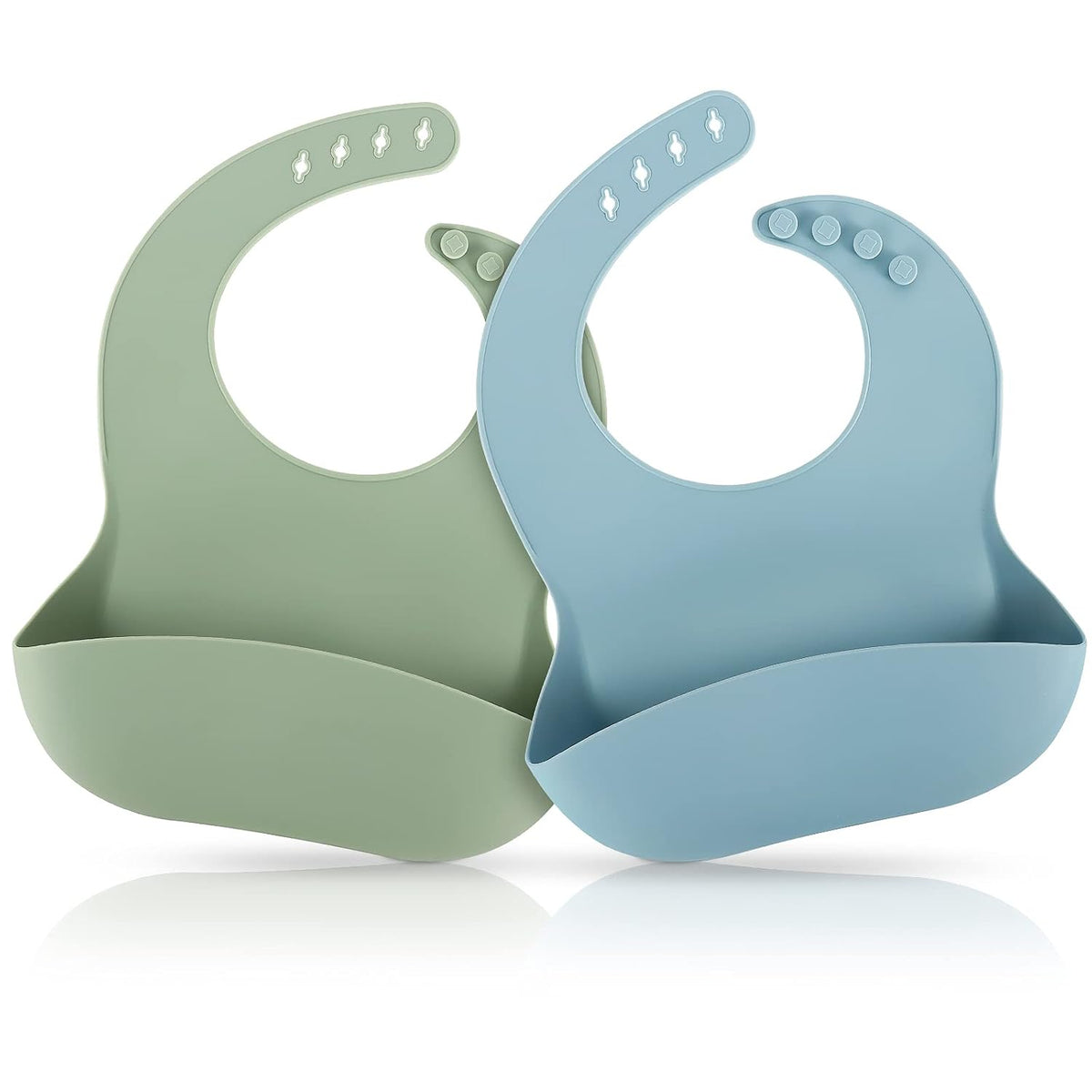 Silicone Baby Bibs for Babies & Toddlers | Adjustable Silicone Bibs Set of 2