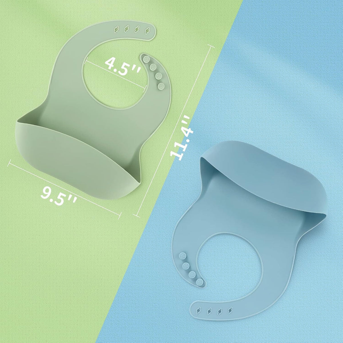 Silicone Baby Bibs for Babies & Toddlers | Adjustable Silicone Bibs Set of 2