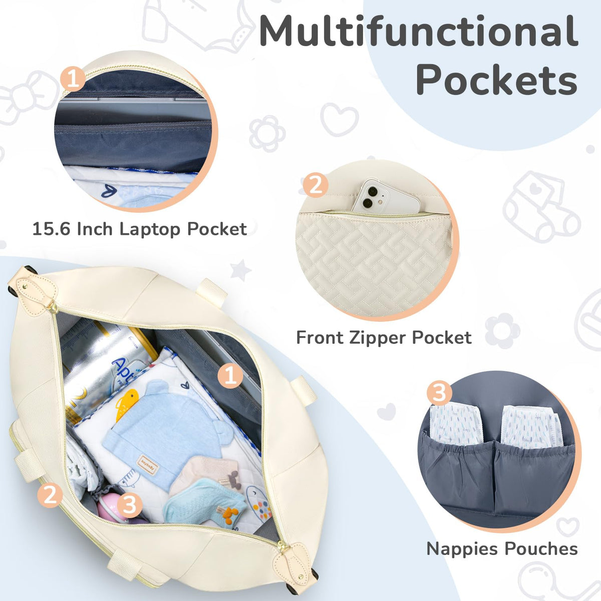 Diaper Bag Tote, Baby Bags with Pacifier Case Green