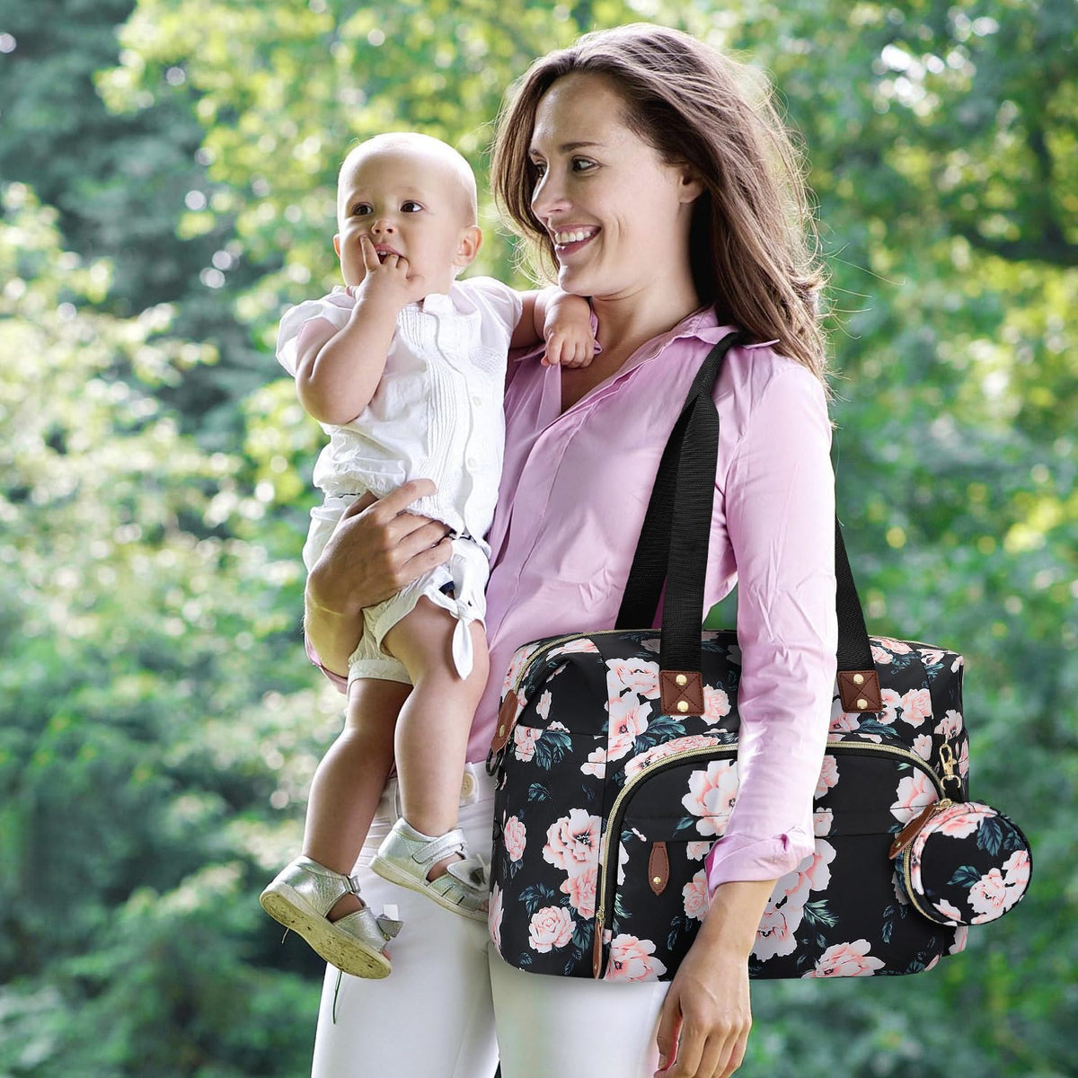 Diaper Bag Tote, Baby Bags with Pacifier Case Green