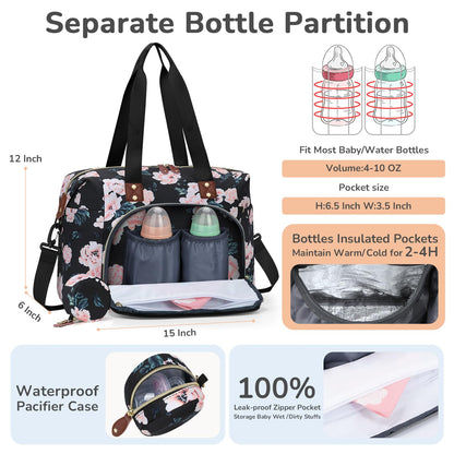 Diaper Bag Tote, Baby Bags with Pacifier Case Green
