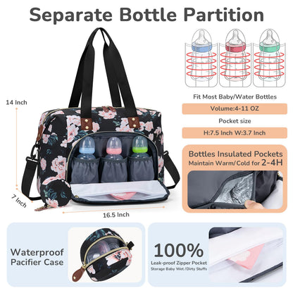 Diaper Bag Tote, Baby Bags with Pacifier Case Green