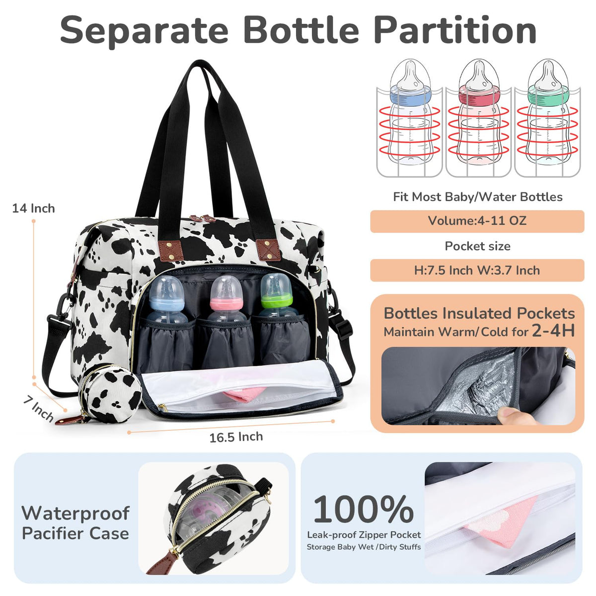 Diaper Bag Tote, Baby Bags with Pacifier Case Green