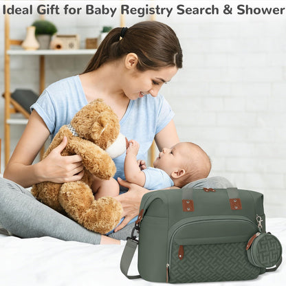 Diaper Bag Tote, Baby Bags with Pacifier Case Green