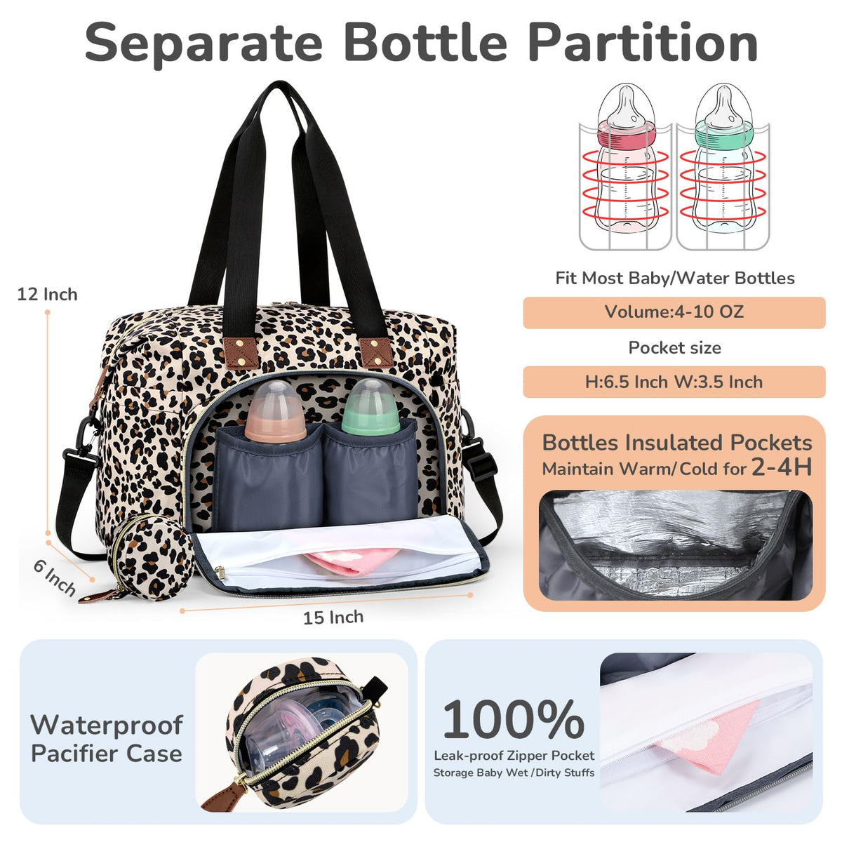 Diaper Bag Tote, Baby Bags with Pacifier Case Green