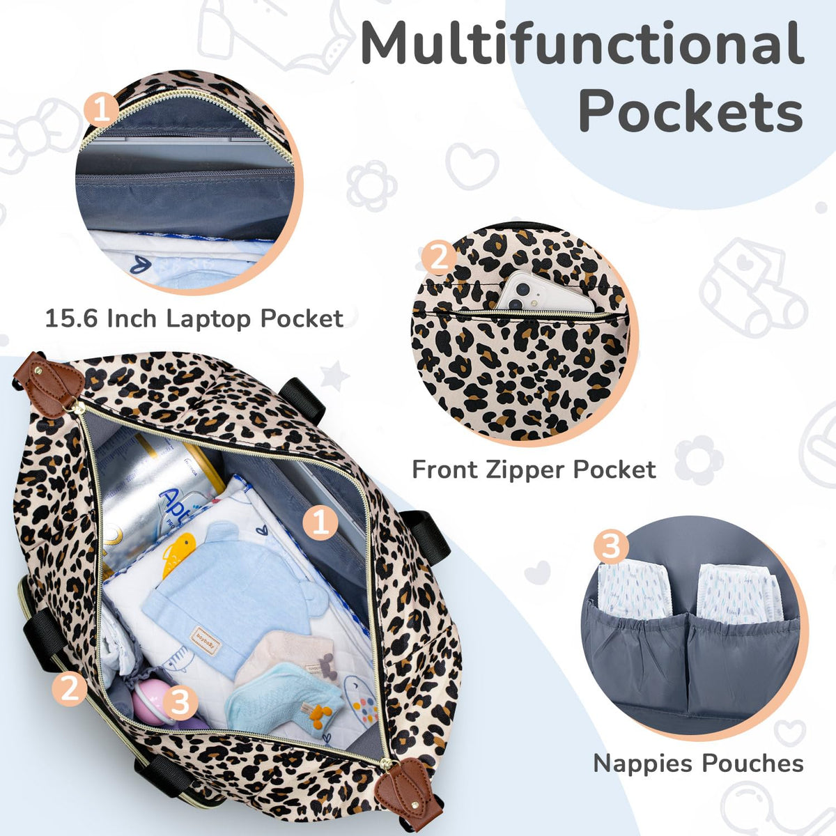 Diaper Bag Tote, Baby Bags with Pacifier Case Green