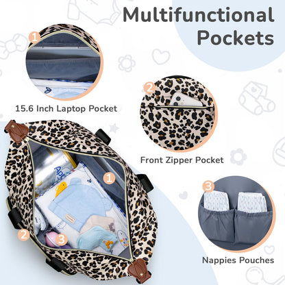 Diaper Bag Tote, Baby Bags with Pacifier Case Green