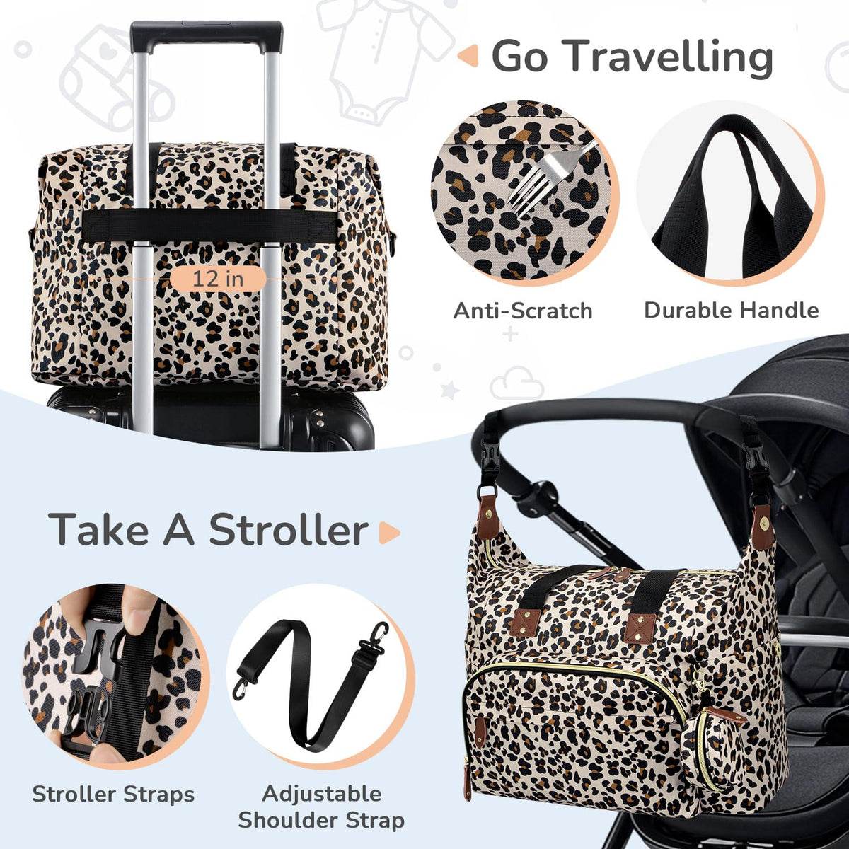 Diaper Bag Tote, Baby Bags with Pacifier Case Green
