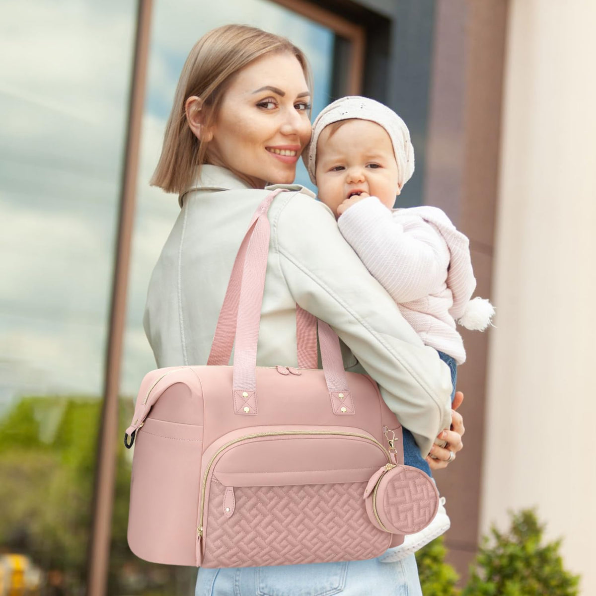 Diaper Bag Tote, Baby Bags with Pacifier Case Green