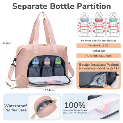 Diaper Bag Tote, Baby Bags with Pacifier Case Green