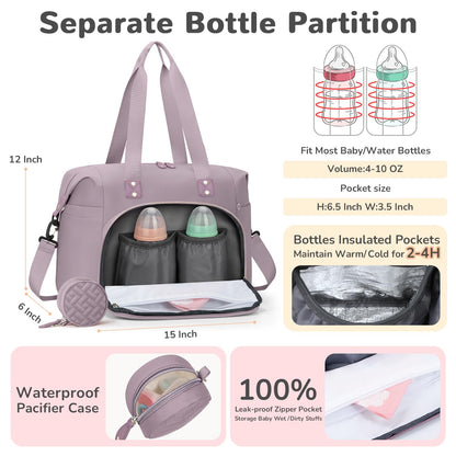 Diaper Bag Tote, Baby Bags with Pacifier Case Green