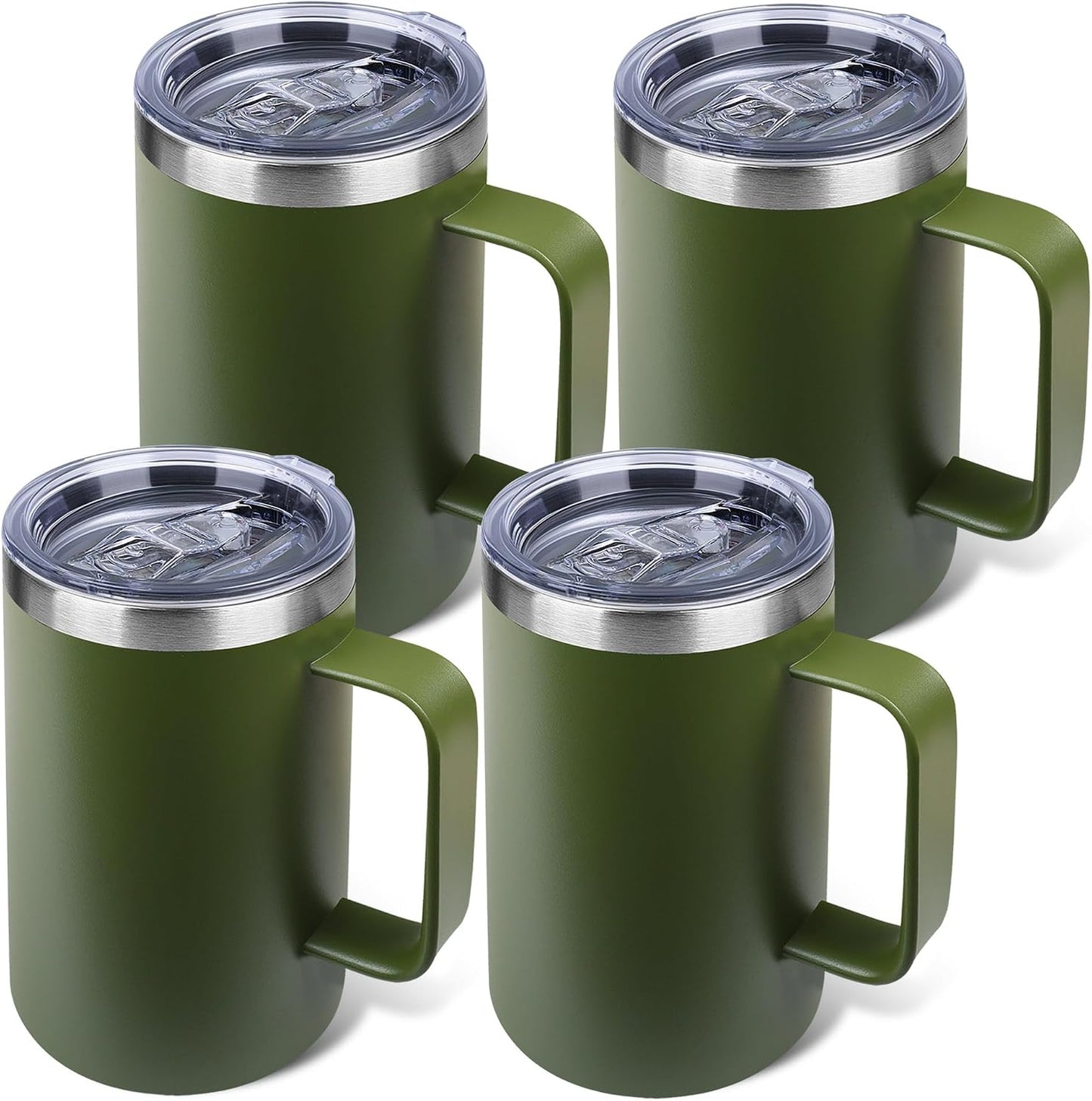 22oz Insulated Coffee Mug with Handle & Leak-Proof Lid - Double Wall Stainless Steel Travel Tumbler for Commute/Office/Home, Dark Blue, 1 Pack