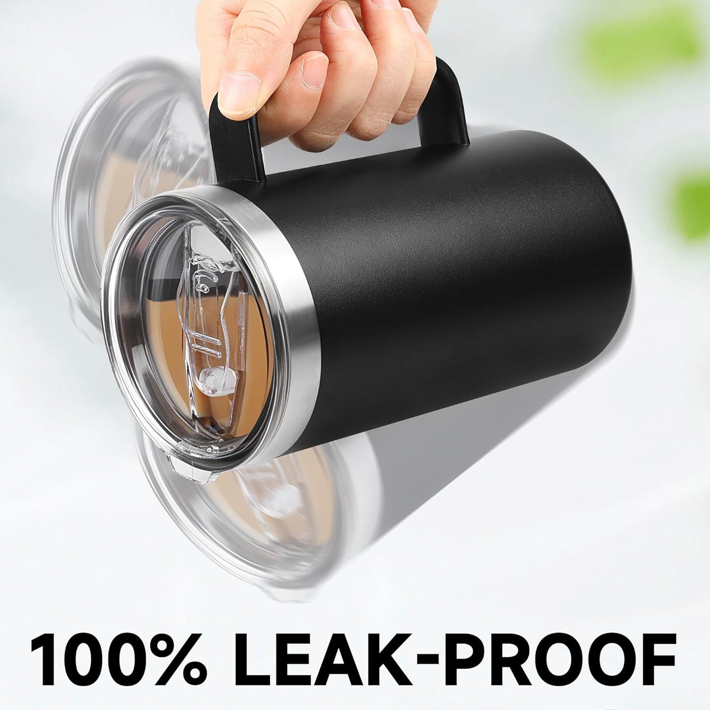 22oz Insulated Coffee Mug with Handle & Leak-Proof Lid - Double Wall Stainless Steel Travel Tumbler for Commute/Office/Home, Dark Blue, 1 Pack