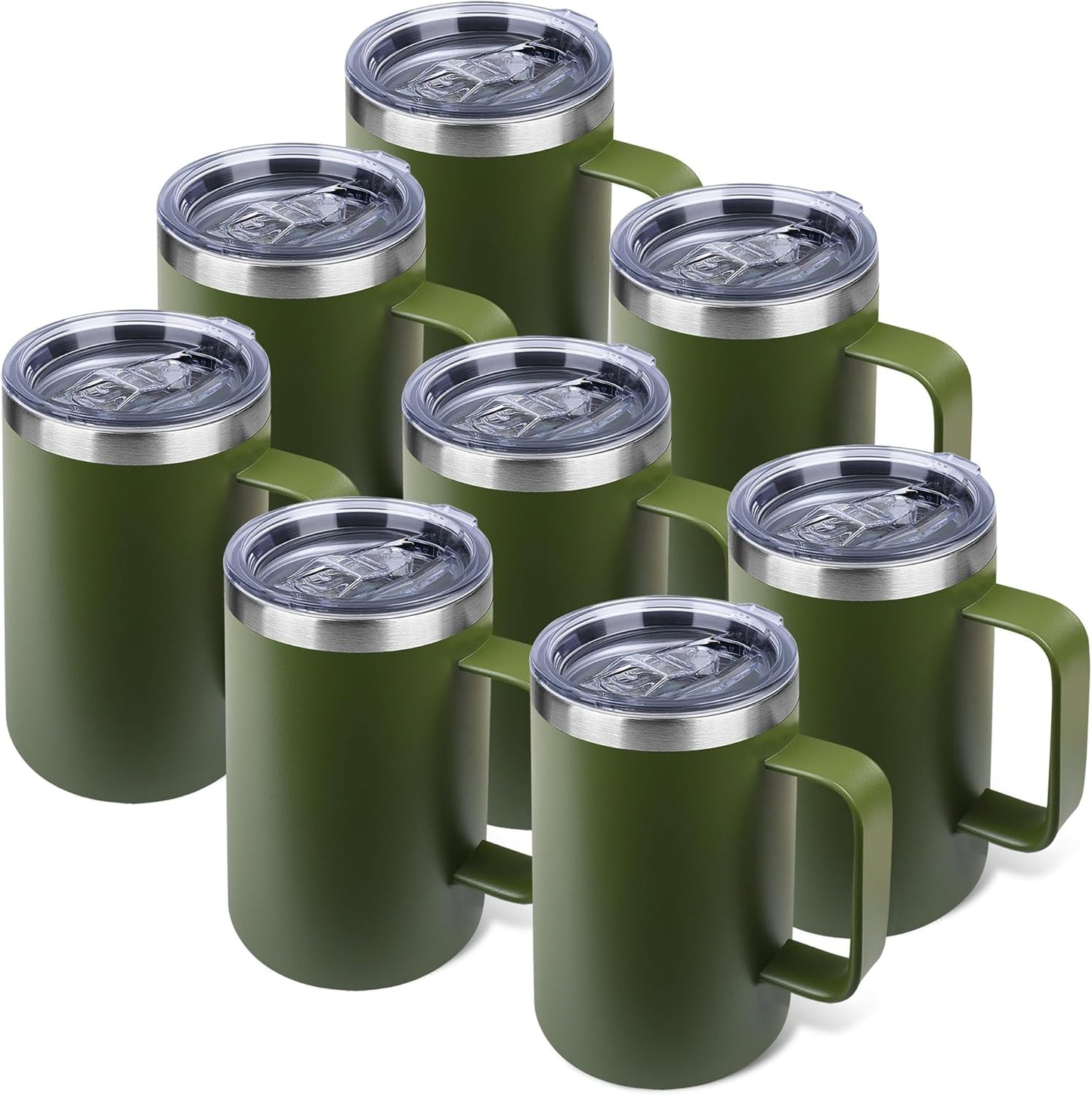 22oz Insulated Coffee Mug with Handle & Leak-Proof Lid - Double Wall Stainless Steel Travel Tumbler for Commute/Office/Home, Dark Blue, 1 Pack
