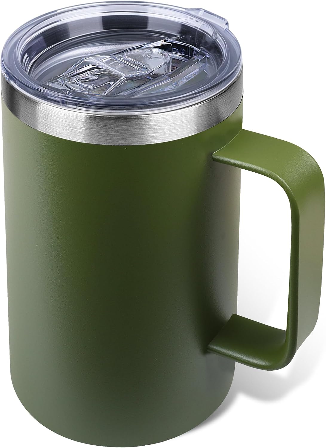 22oz Insulated Coffee Mug with Handle & Leak-Proof Lid - Double Wall Stainless Steel Travel Tumbler for Commute/Office/Home, Dark Blue, 1 Pack