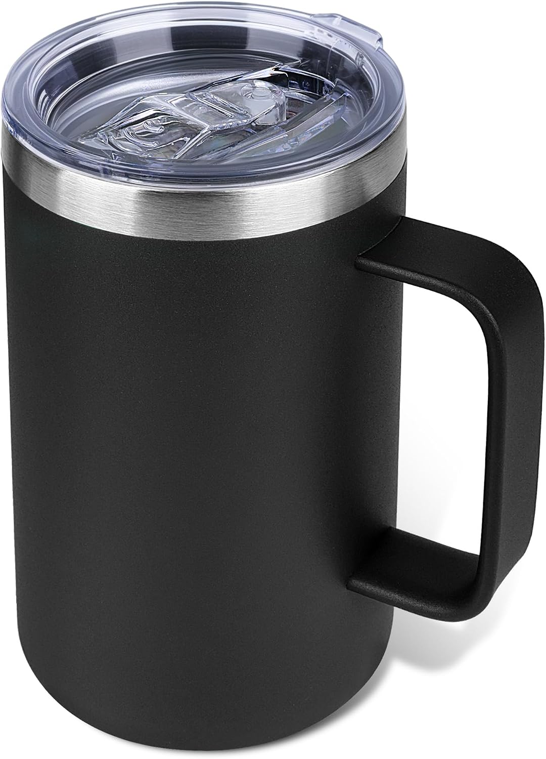 22oz Insulated Coffee Mug with Handle & Leak-Proof Lid - Double Wall Stainless Steel Travel Tumbler for Commute/Office/Home, Dark Blue, 1 Pack