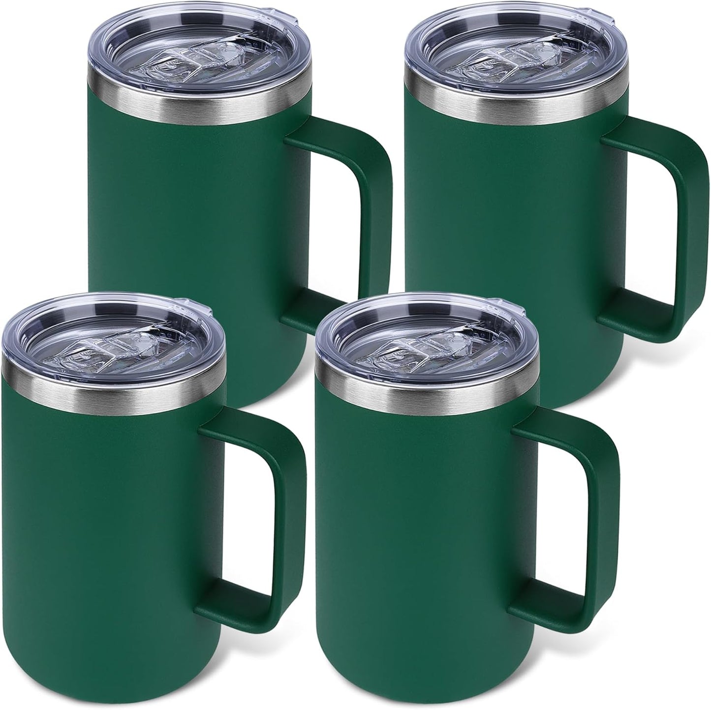 22oz Insulated Coffee Mug with Handle & Leak-Proof Lid - Double Wall Stainless Steel Travel Tumbler for Commute/Office/Home, Dark Blue, 1 Pack