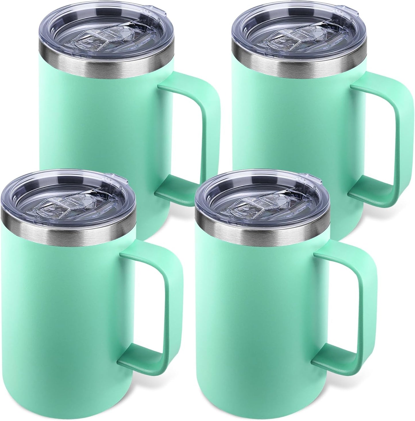 22oz Insulated Coffee Mug with Handle & Leak-Proof Lid - Double Wall Stainless Steel Travel Tumbler for Commute/Office/Home, Dark Blue, 1 Pack