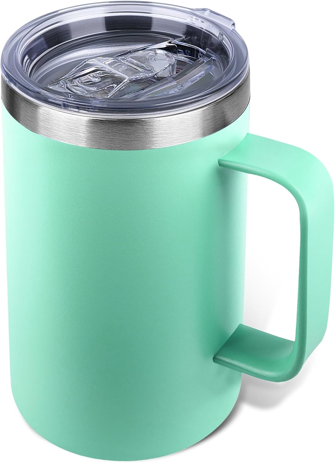 22oz Insulated Coffee Mug with Handle & Leak-Proof Lid - Double Wall Stainless Steel Travel Tumbler for Commute/Office/Home, Dark Blue, 1 Pack