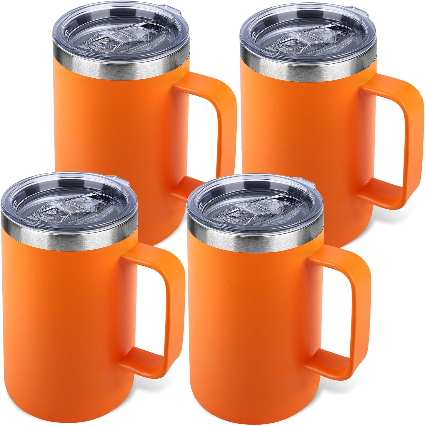 22oz Insulated Coffee Mug with Handle & Leak-Proof Lid - Double Wall Stainless Steel Travel Tumbler for Commute/Office/Home, Dark Blue, 1 Pack