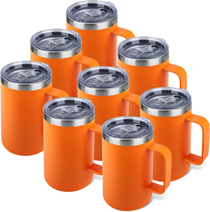 22oz Insulated Coffee Mug with Handle & Leak-Proof Lid - Double Wall Stainless Steel Travel Tumbler for Commute/Office/Home, Dark Blue, 1 Pack