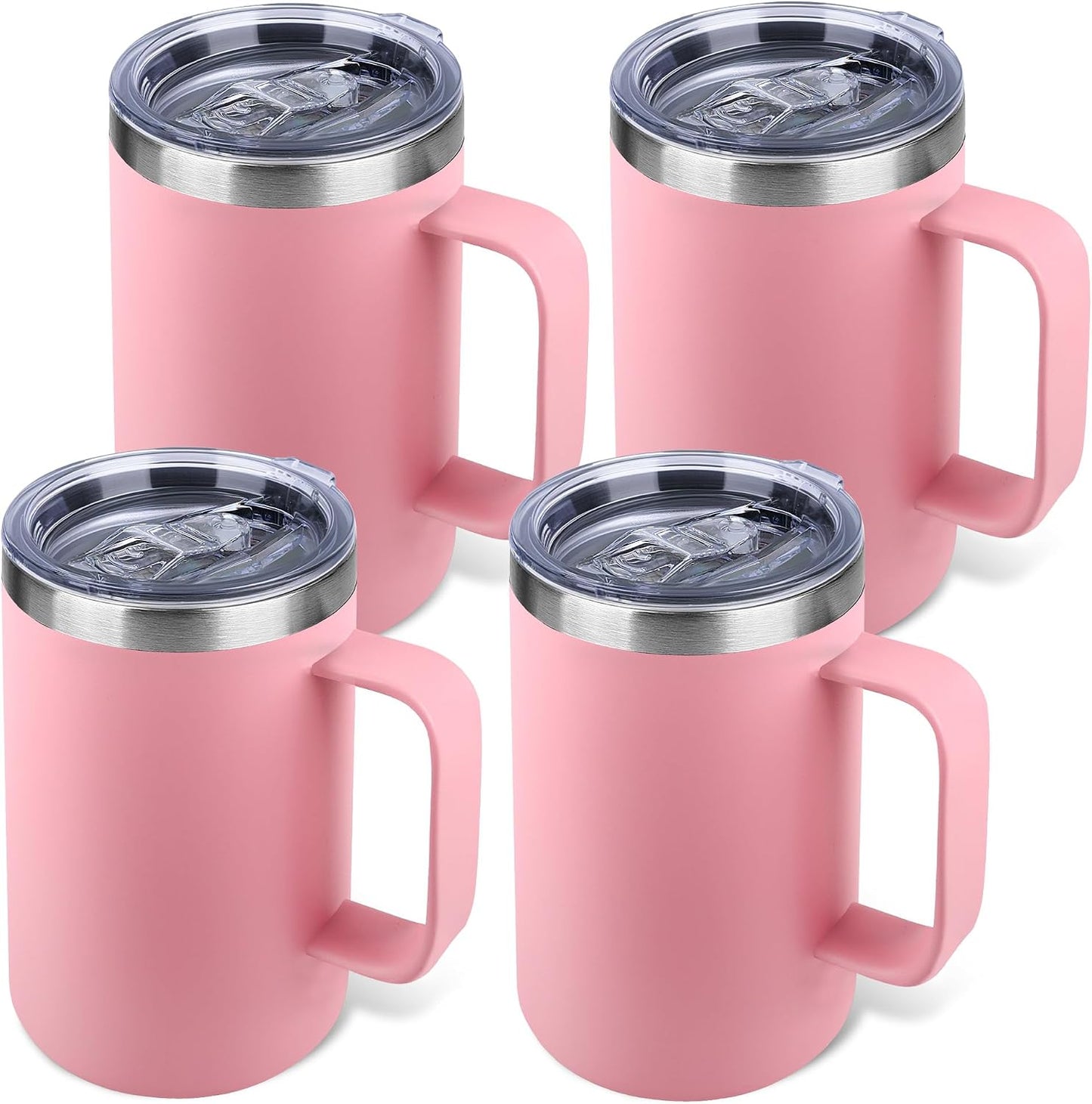 22oz Insulated Coffee Mug with Handle & Leak-Proof Lid - Double Wall Stainless Steel Travel Tumbler for Commute/Office/Home, Dark Blue, 1 Pack