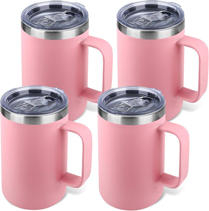 22oz Insulated Coffee Mug with Handle & Leak-Proof Lid - Double Wall Stainless Steel Travel Tumbler for Commute/Office/Home, Dark Blue, 1 Pack