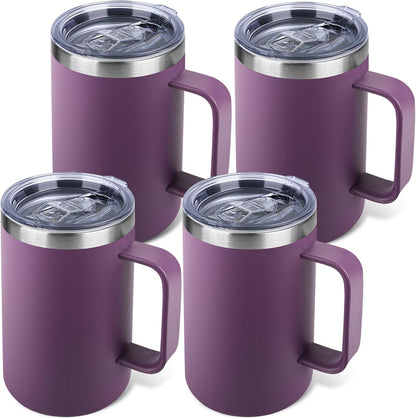 22oz Insulated Coffee Mug with Handle & Leak-Proof Lid - Double Wall Stainless Steel Travel Tumbler for Commute/Office/Home, Dark Blue, 1 Pack