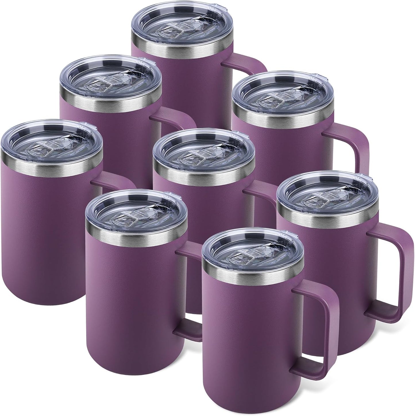 22oz Insulated Coffee Mug with Handle & Leak-Proof Lid - Double Wall Stainless Steel Travel Tumbler for Commute/Office/Home, Dark Blue, 1 Pack