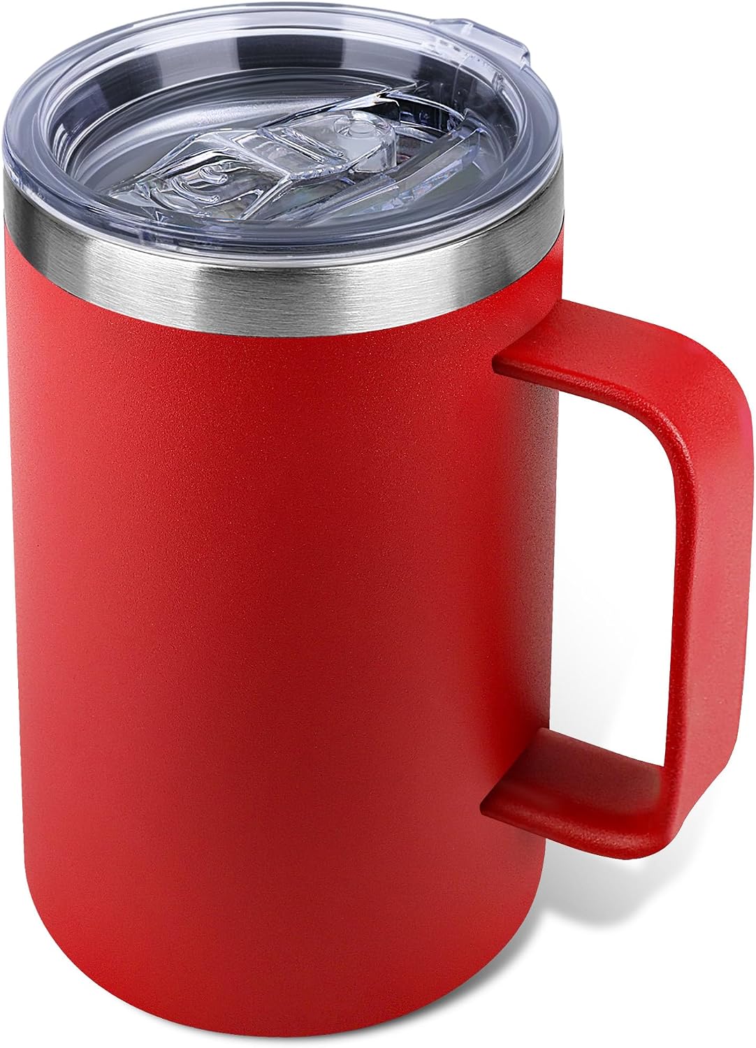 22oz Insulated Coffee Mug with Handle & Leak-Proof Lid - Double Wall Stainless Steel Travel Tumbler for Commute/Office/Home, Dark Blue, 1 Pack