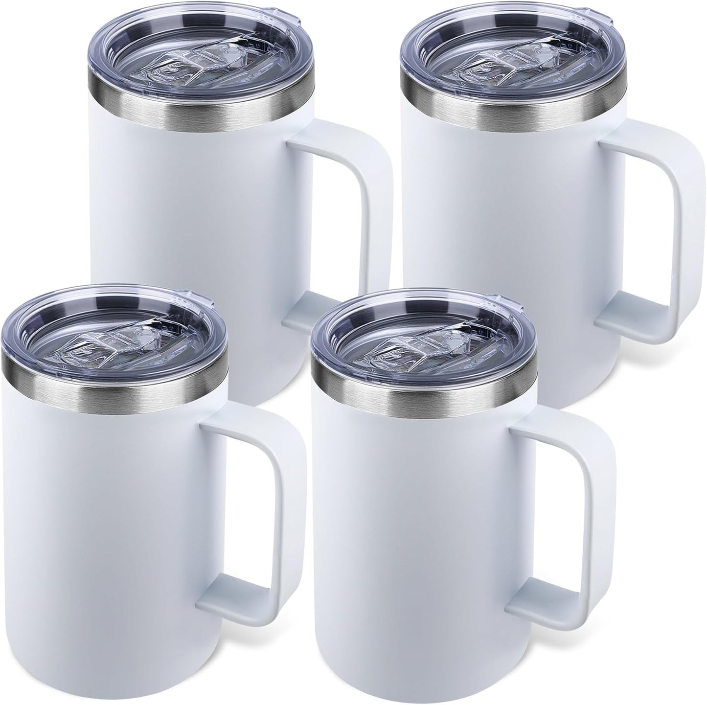 22oz Insulated Coffee Mug with Handle & Leak-Proof Lid - Double Wall Stainless Steel Travel Tumbler for Commute/Office/Home, Dark Blue, 1 Pack