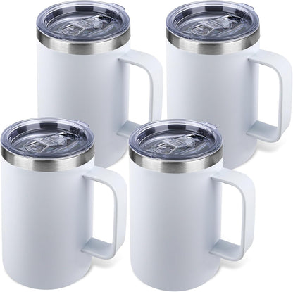 22oz Insulated Coffee Mug with Handle & Leak-Proof Lid - Double Wall Stainless Steel Travel Tumbler for Commute/Office/Home, Dark Blue, 1 Pack