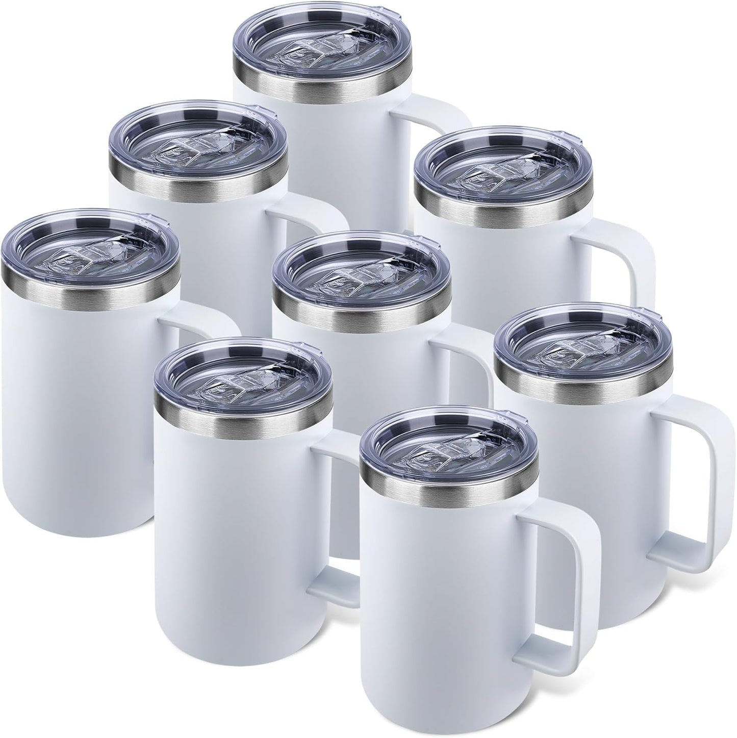 22oz Insulated Coffee Mug with Handle & Leak-Proof Lid - Double Wall Stainless Steel Travel Tumbler for Commute/Office/Home, Dark Blue, 1 Pack