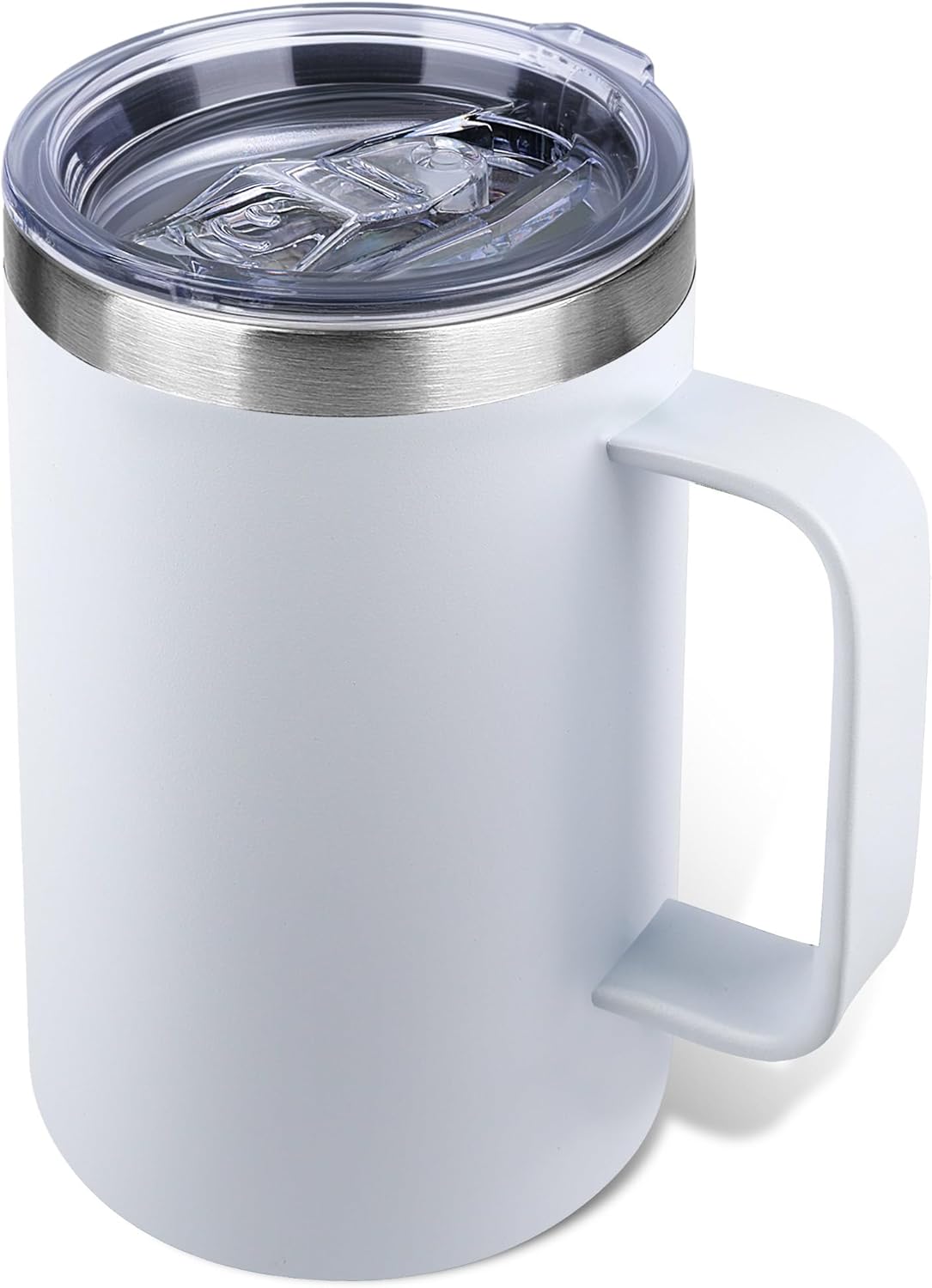 22oz Insulated Coffee Mug with Handle & Leak-Proof Lid - Double Wall Stainless Steel Travel Tumbler for Commute/Office/Home, Dark Blue, 1 Pack
