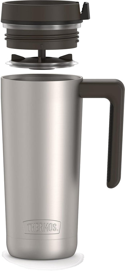 ALTA SERIES Stainless Steel Mug 18 Ounce, Matte Steel/Espresso Black