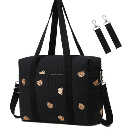 Diaper Bag Tote with Insulated Pockets and Stroller Hooks for Travel (White, Medium)