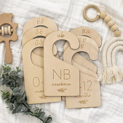 Beautiful Wooden Baby Closet Dividers Set of 7 - Newborn to 24 Months