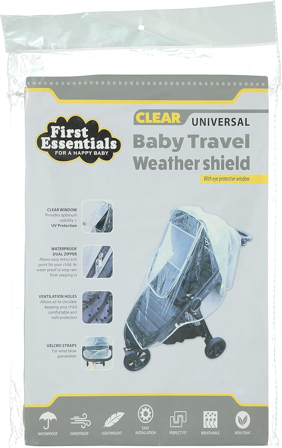 Stroller Rain Cover Universal, Baby Travel Weather Shield, Windproof Waterproof, Protect from Dust Snow (Clear)